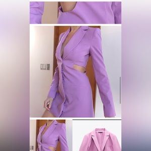 zara lavender cut out blazer mini dress xs